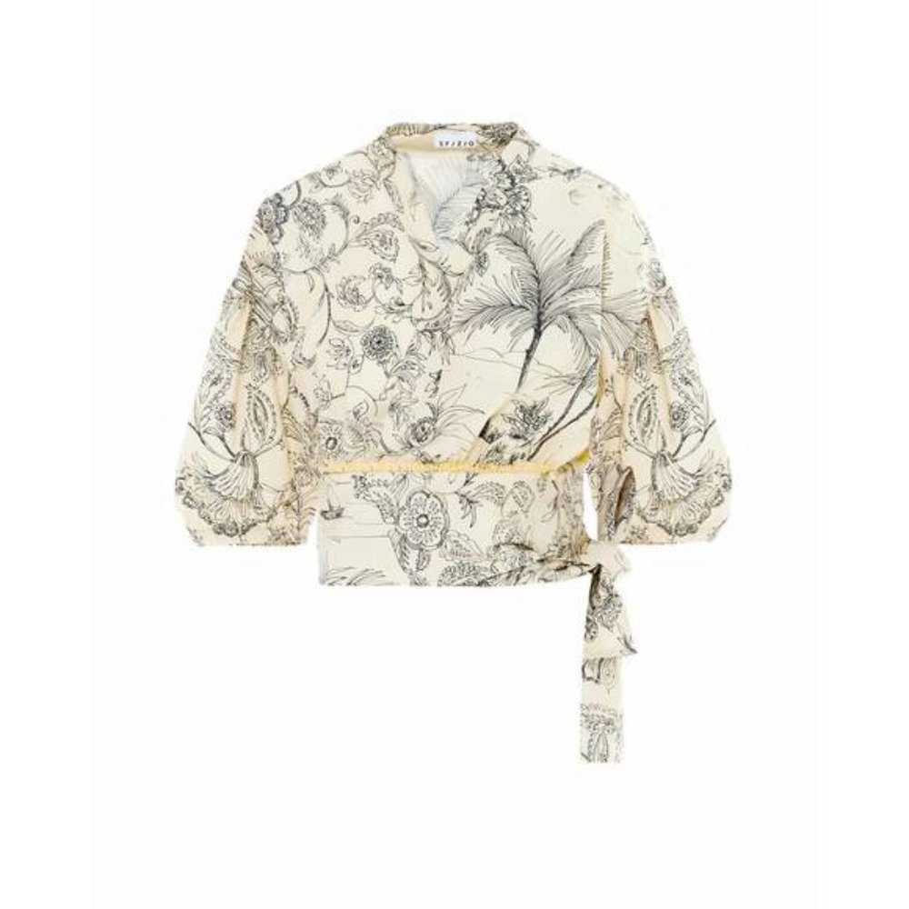 SFIZIO - Kimono Blouse in Botanical Line Print
